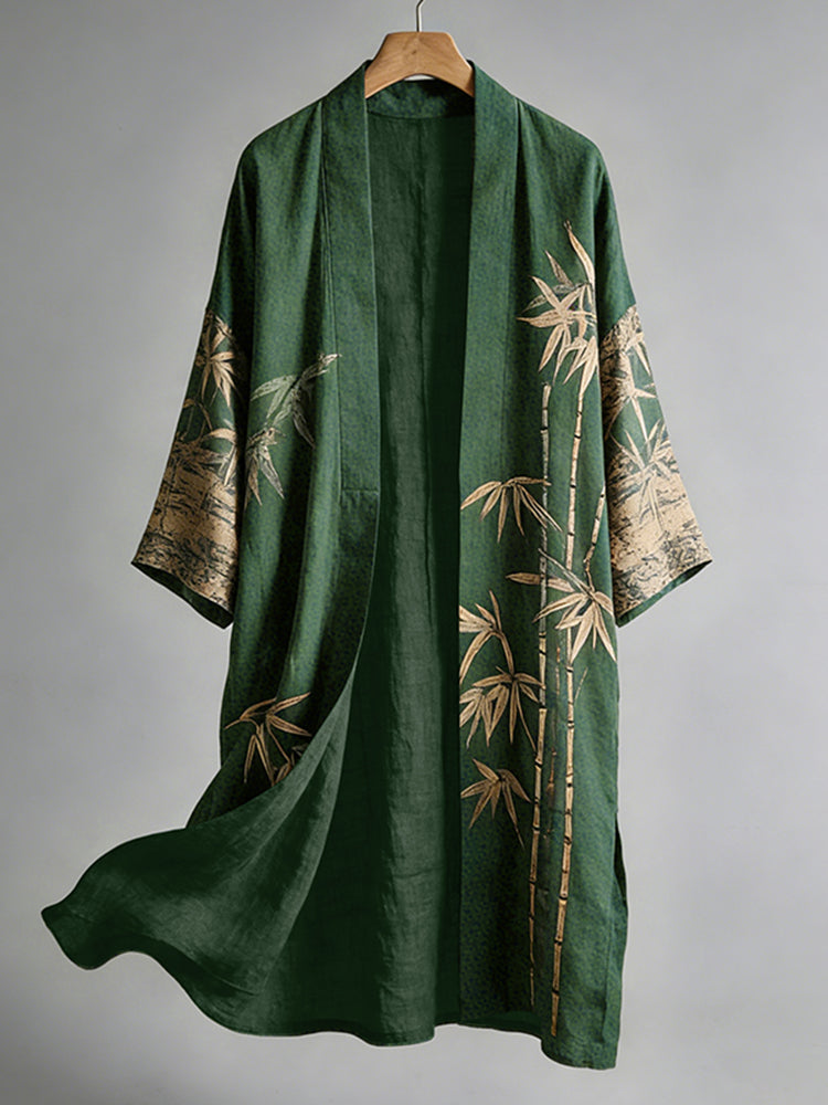 Japanese Bamboo Art Linen Blend Kimono