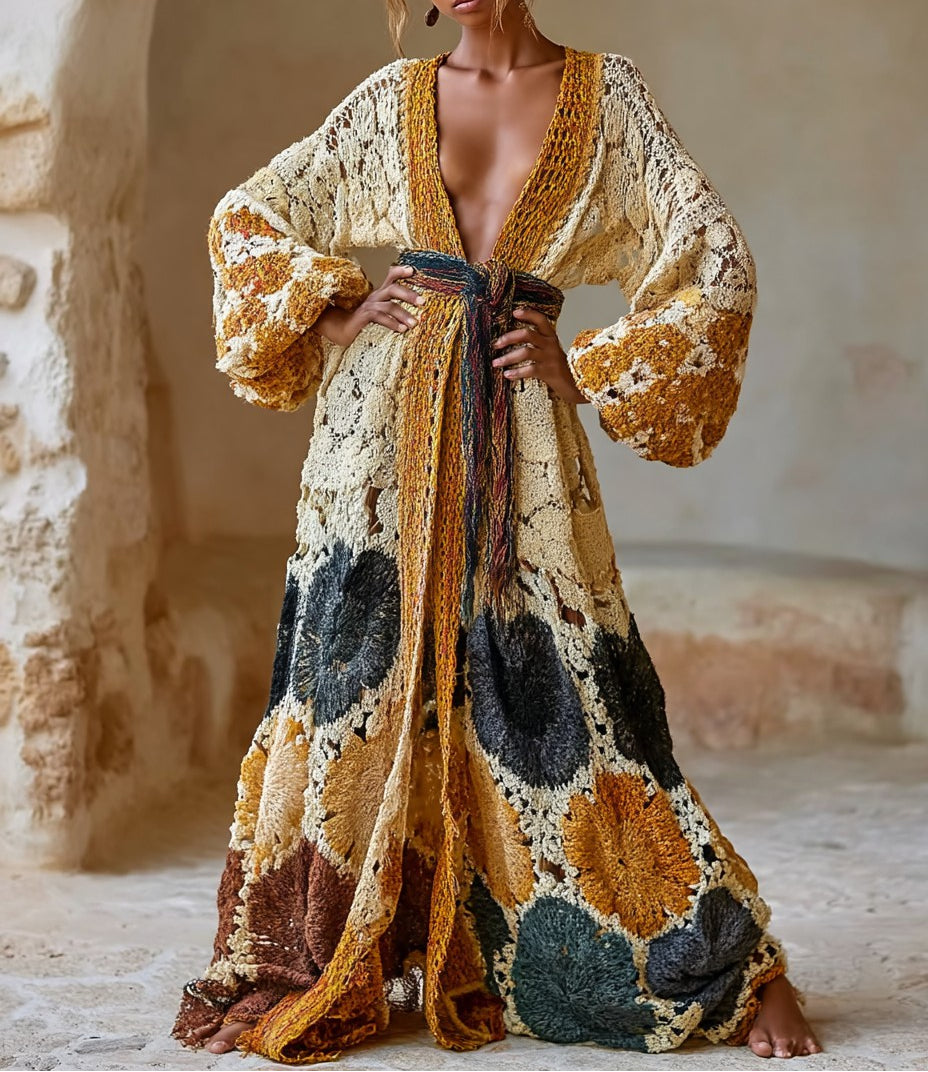 Women's Elegant Vintage Printed Robe