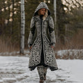 Women's Celtic Knot Jacquard Art Hooded Knit Cozy Cardigan