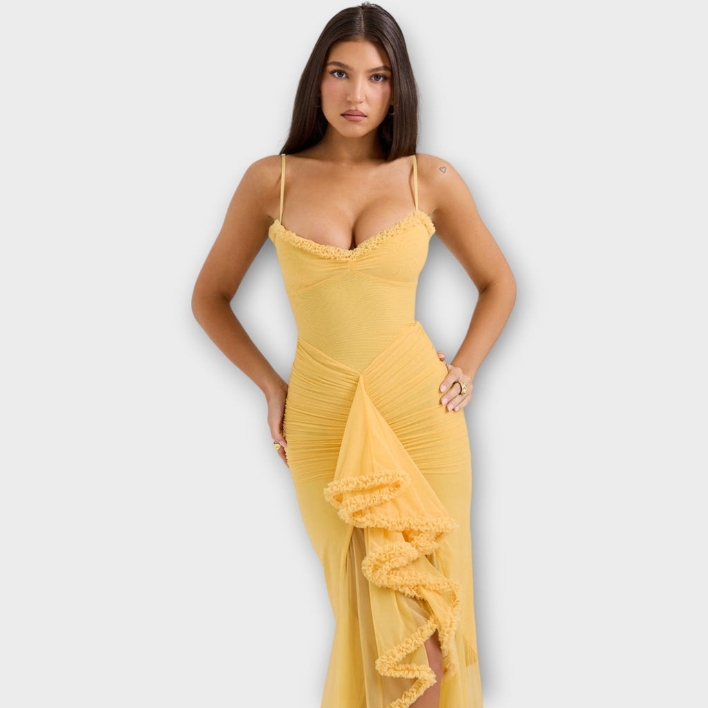 Elegant Ruffled Evening Gown