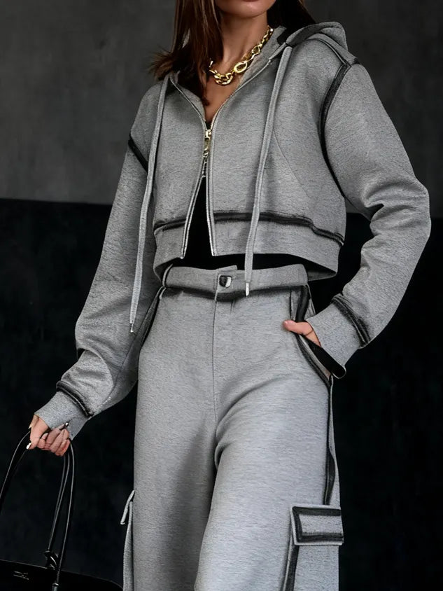 Casual Gradient Pattern Hooded Jacket