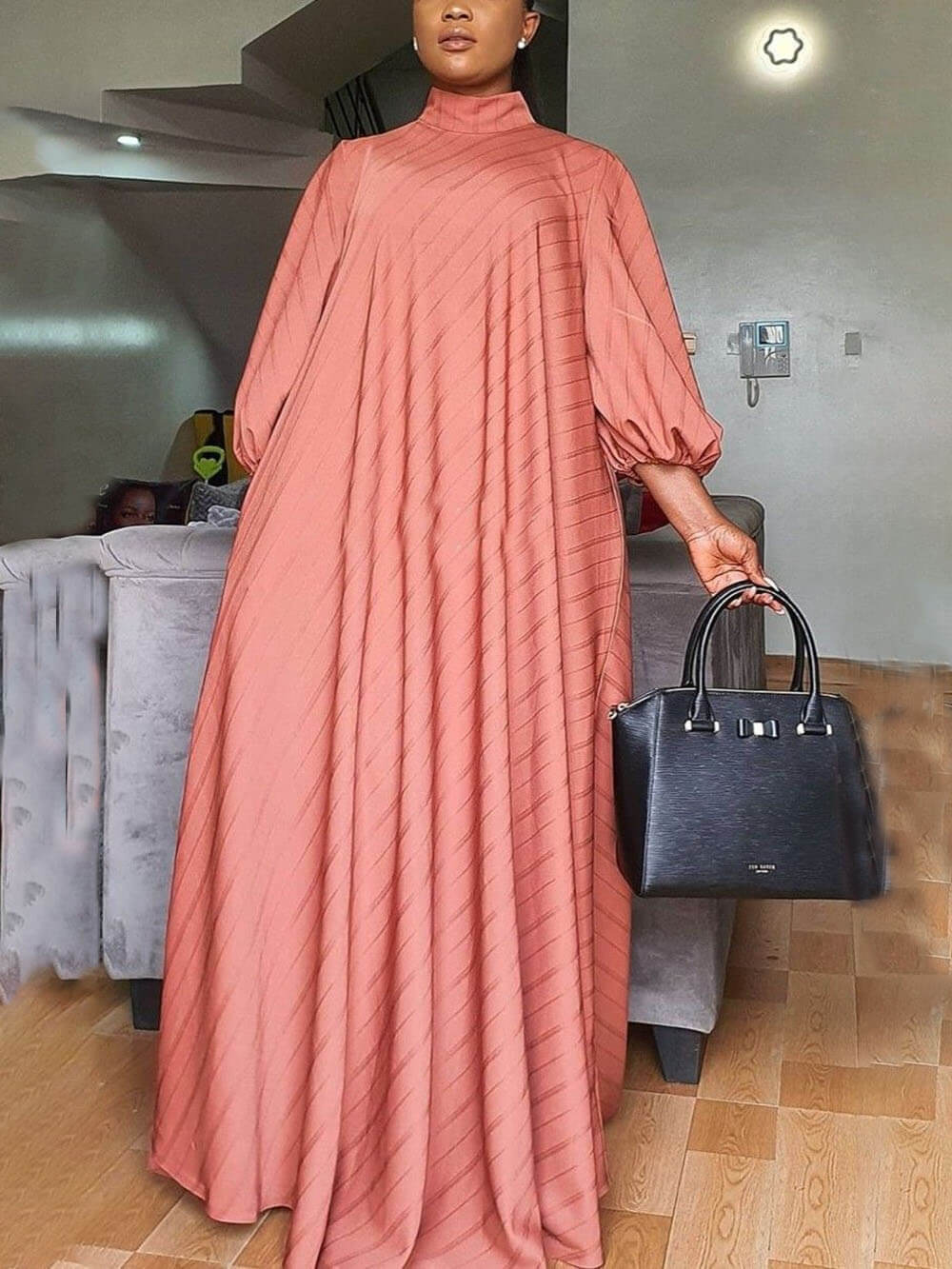 Boho Style Pleated Oversized Maxi Dress
