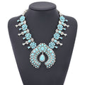 Boho Turquoise Flower Pendant Alloy Necklace