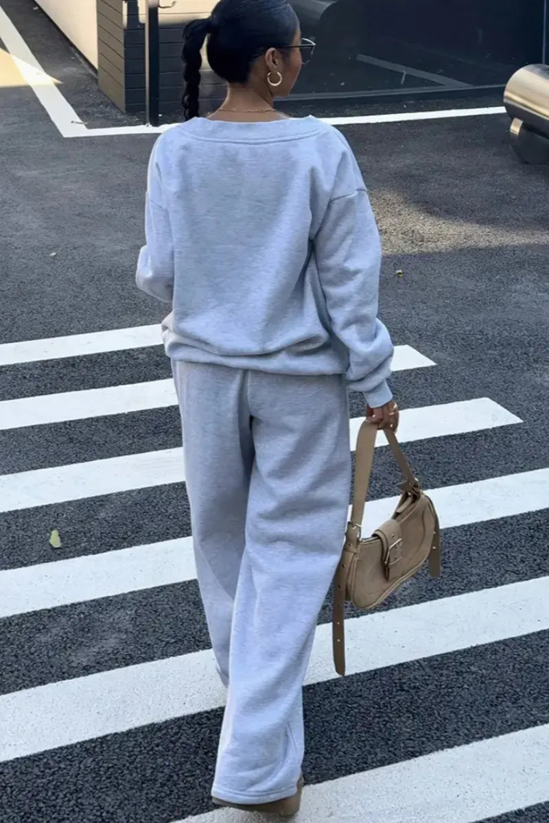 Women's Retro Long-Sleeve Oversized Hoodie Set