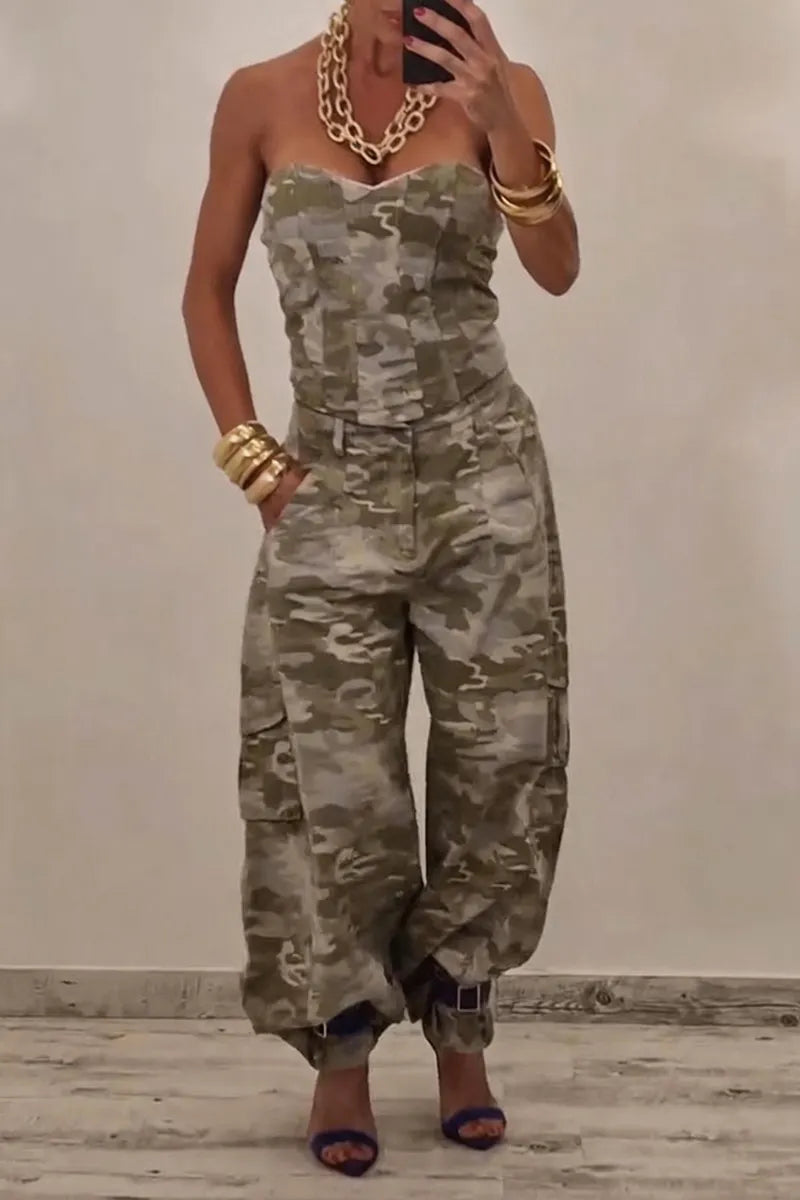 Women's Casual Camo Bustier or Cargo Pants