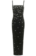 Crystal Flower Corset Maxi Dress Black