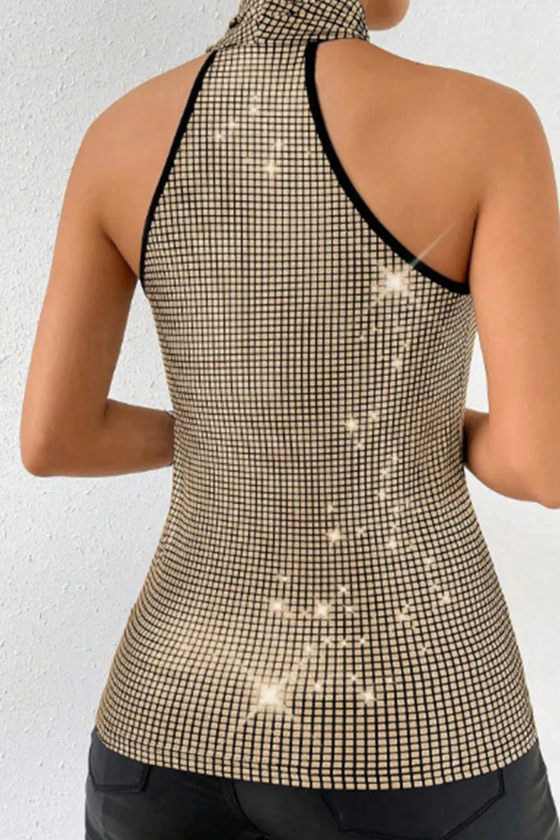 Women's Sequin Bustier Halter Neck Off Shoulder Tops