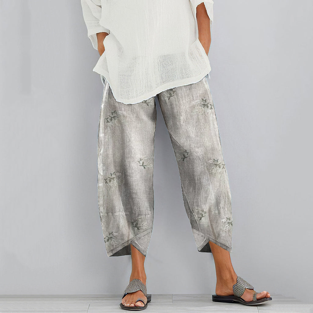 Vintage Floral Blended Cotton Loose Casual Pants