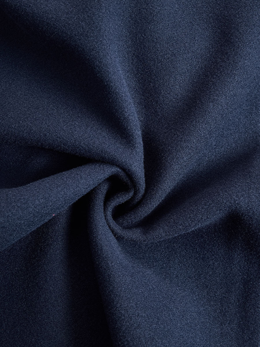 Elegant Navy Stand - Collar Maxi Coat