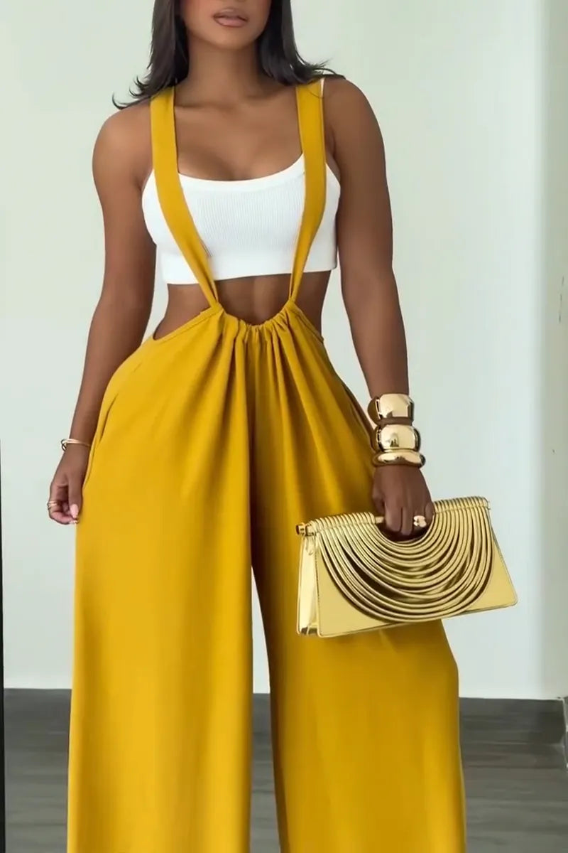 Women's Summer Daliy Casual Adjustable Strap Wide Leg Overalls