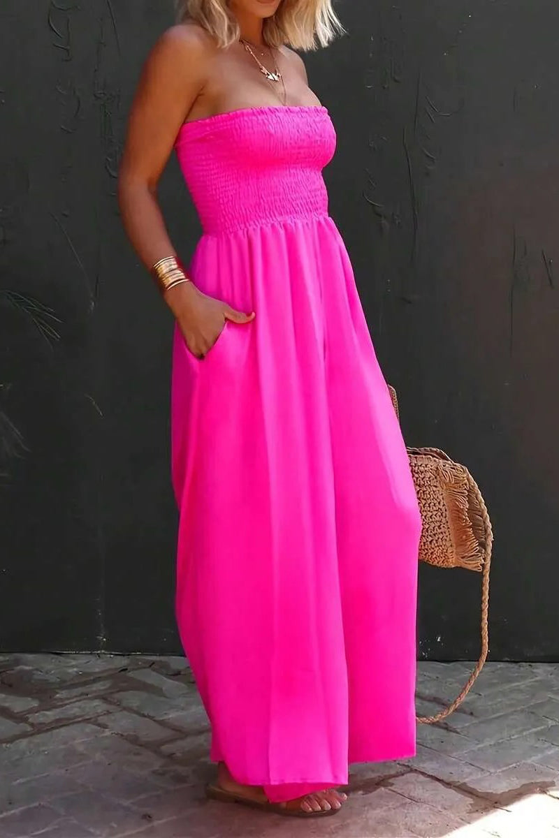 Women's Casual Vacation Stretch Strapless Jumpsuits