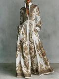 Women's Vintage print Elegant Romantic Vacation Maxi Dress