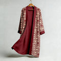 Vintage Japanese Cat Seigaiha Art Flowy Linen Long Kimono