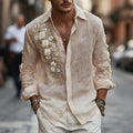 Men's Japanese Floral Art Comfy Linen Shirt