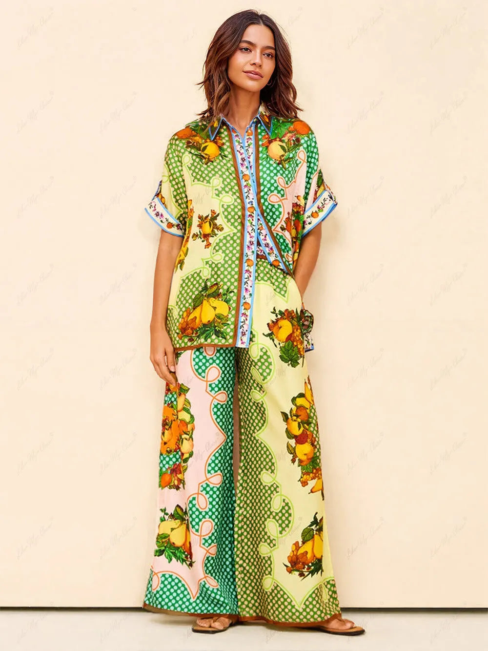Multicolor Print Lemon Pants