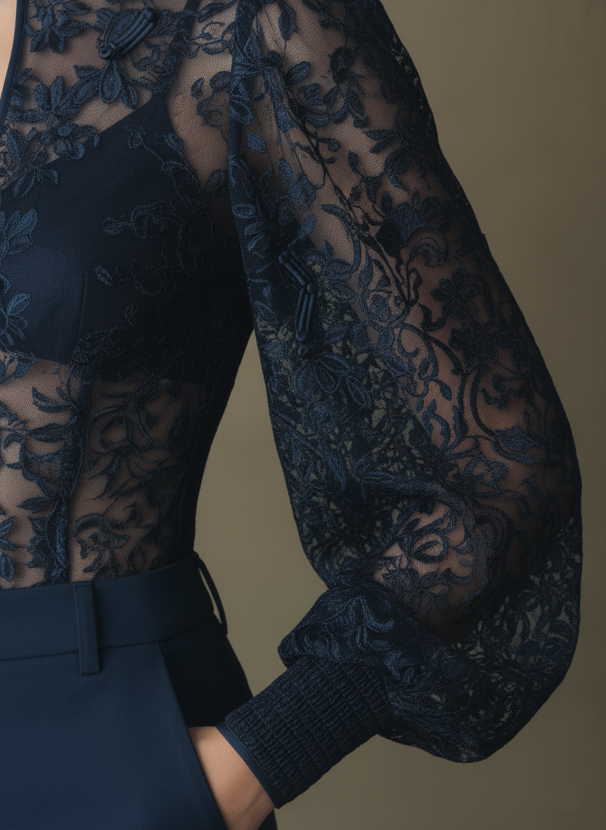 Midnight Bloom Lace Blouse