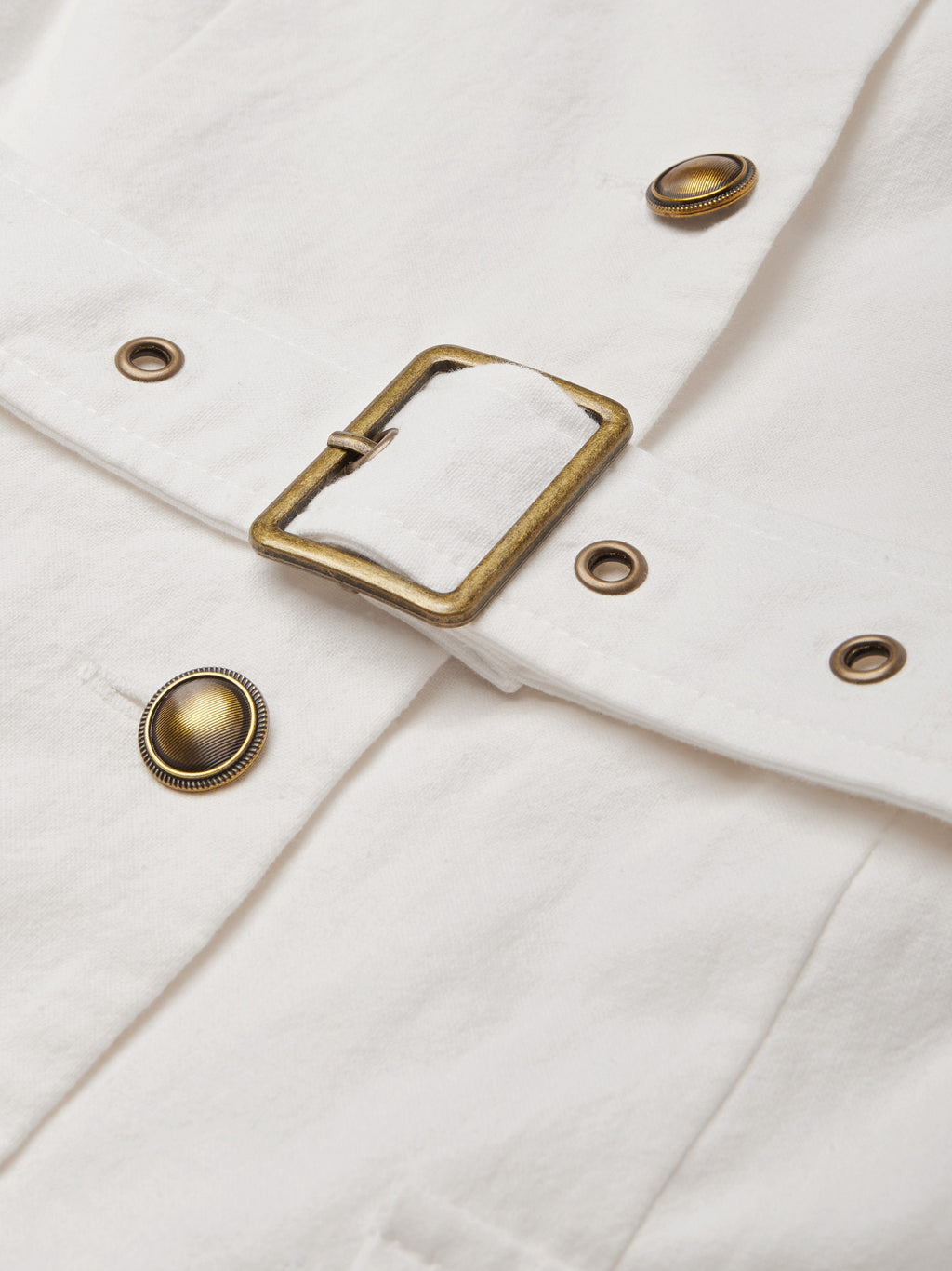 Midi Linen Dress, Short Sleeves, Shawl Collar, Plain, Button Design, French Vintage, White
