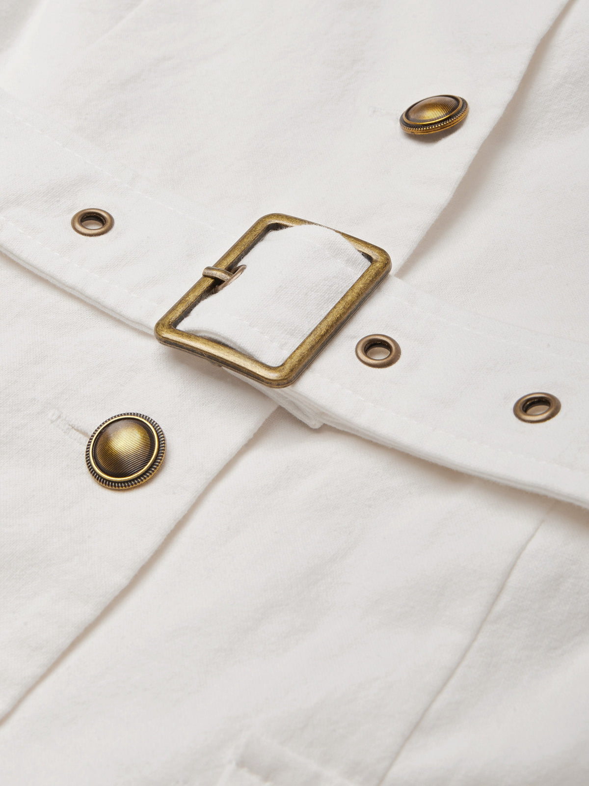 Midi Linen Dress, Short Sleeves, Shawl Collar, Plain, Button Design, French Vintage, White