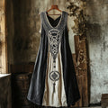 Tribal Celtic Embroidery Patchwork Art Linen Tank Dress
