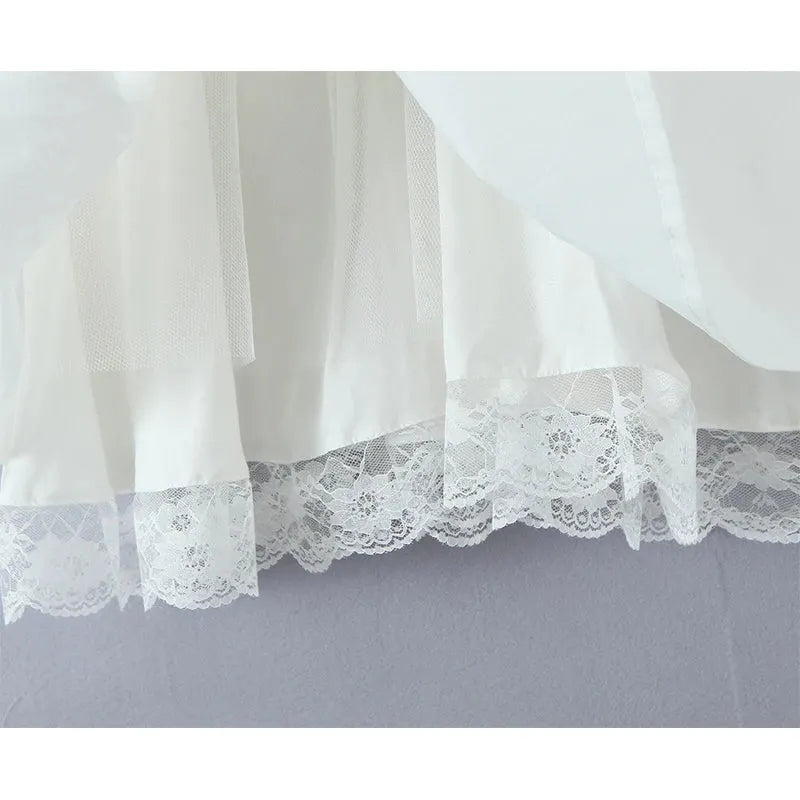 Evienne Off-Shoulder Corset Mini Dress – White Ruffle Bow Summer Dress for Garden Parties and Holiday Looks