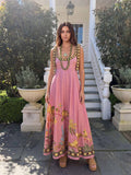 Unique Tropical Lizard Print Maxi Dress