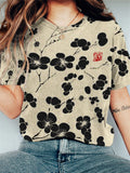 Cherry Blossom Japanese Lino Art Vintage T Shirt