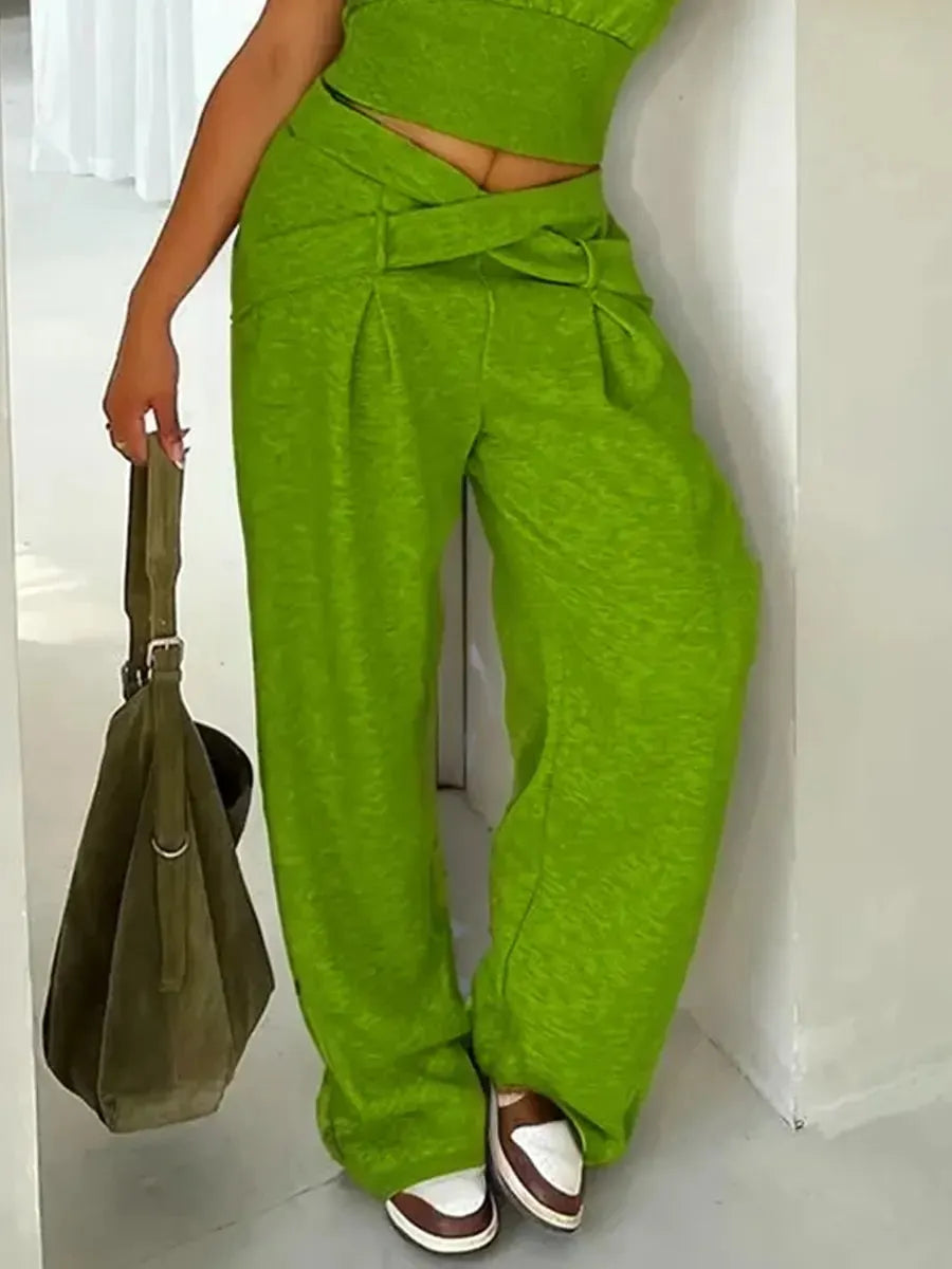 Women's Fashion Casual Solid Color Cotton Pants