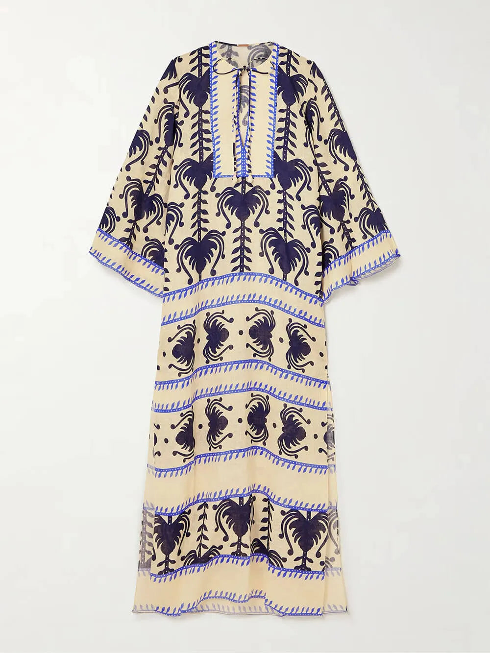 Unique Vintage Wildflower Print Linen Split Midi Dress