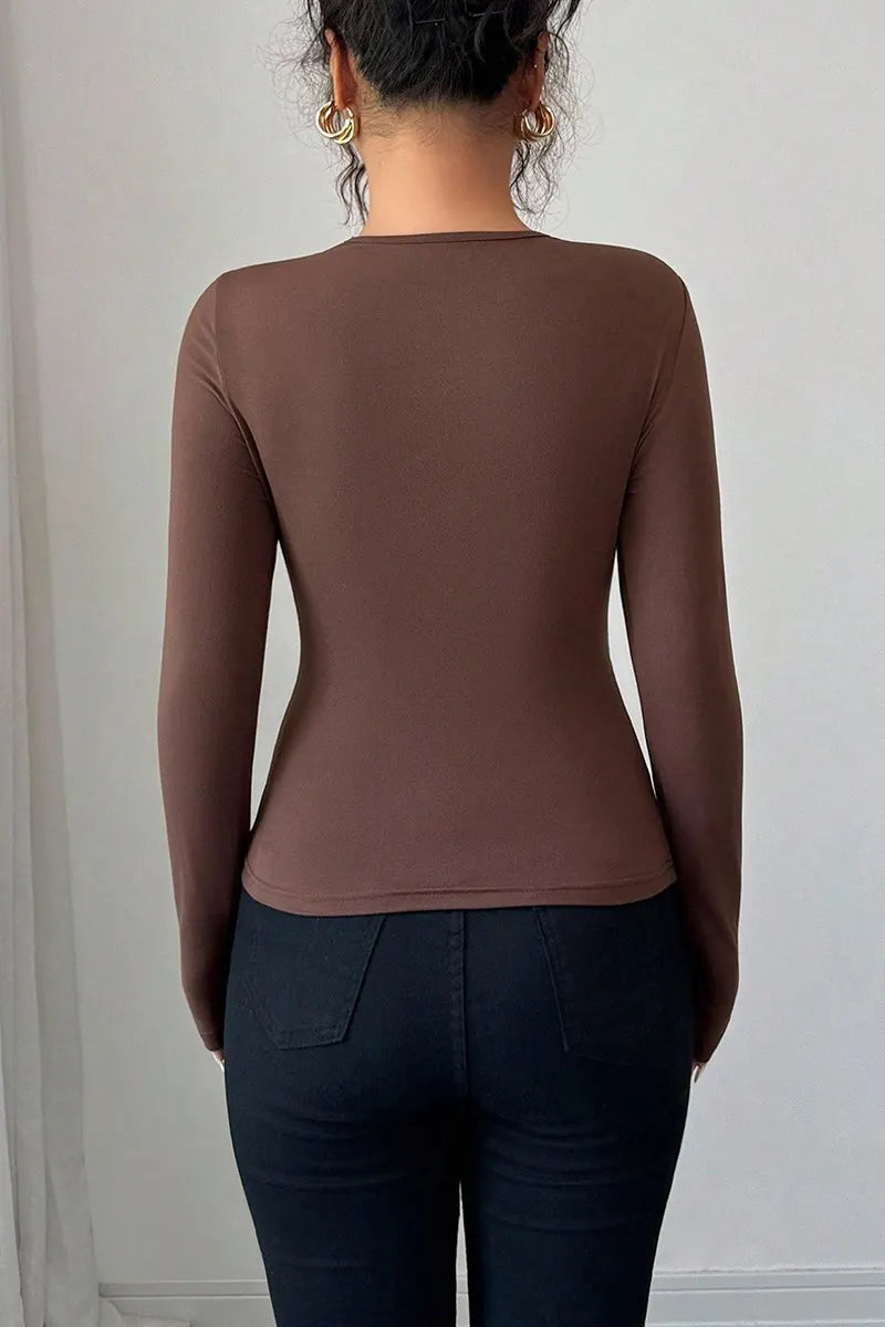 Lady's Asymmetric Hollow-Out Metal Decoration Top