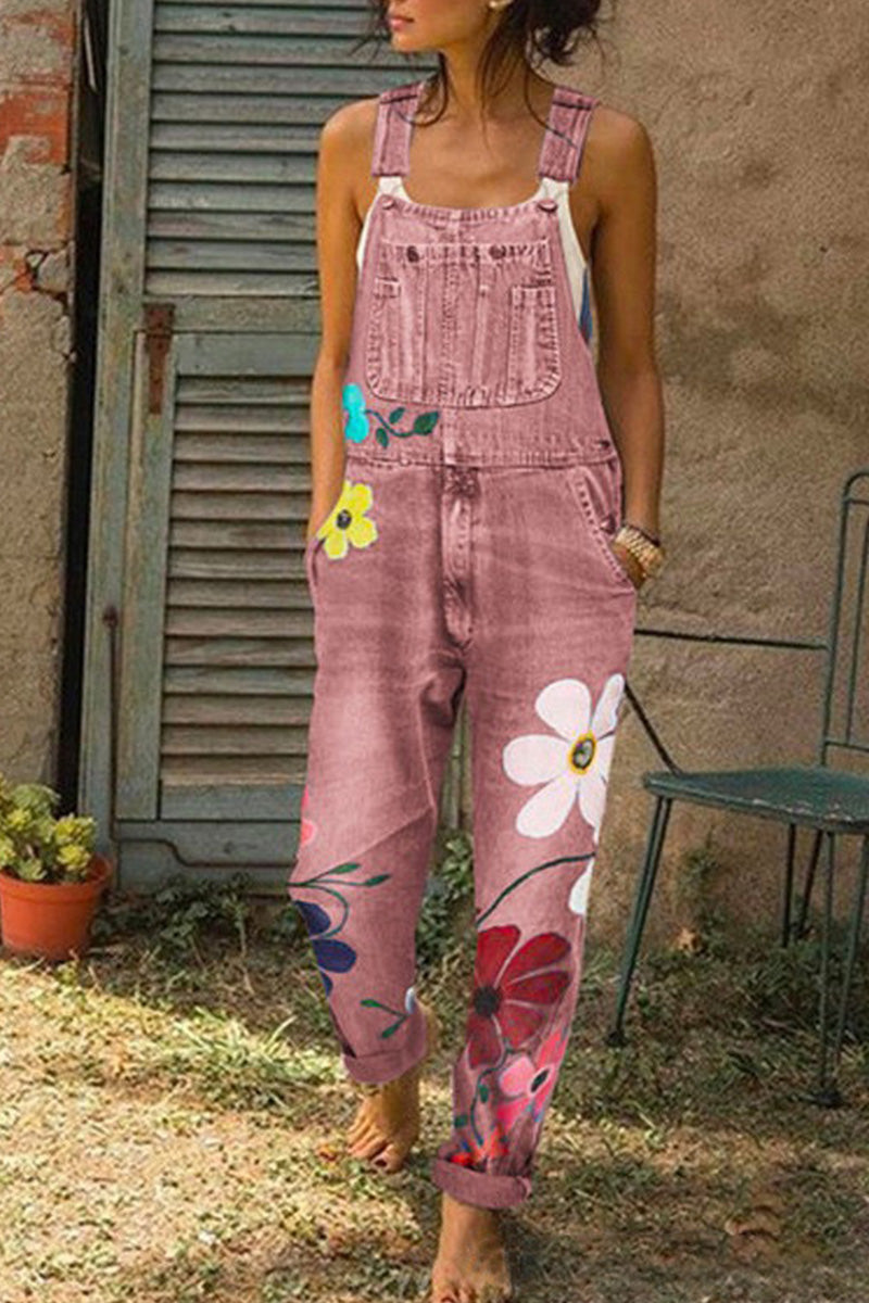 Women's Versatile Loose Fit Printed Jumpsuit