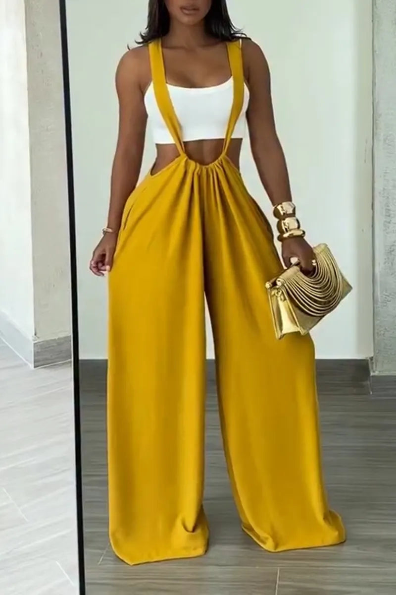 Women's Summer Daliy Casual Adjustable Strap Wide Leg Overalls