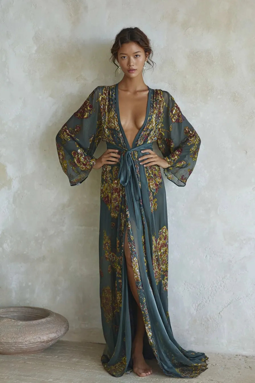 Women's Elegant Vintage Printed Robe
