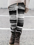 Vintage Black & White Patchwork Cozy Knit Leggings