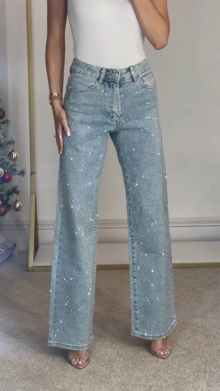 复制Textured Speckled Straight Leg Jeans