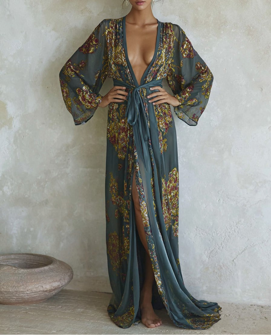 Women's Elegant Vintage Printed Robe