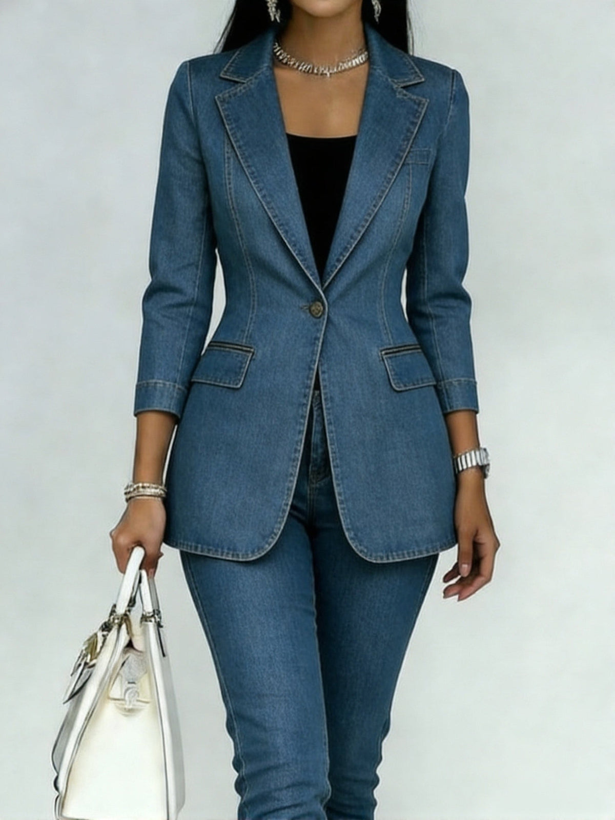Women's Casual Washed Denim Cotton Top