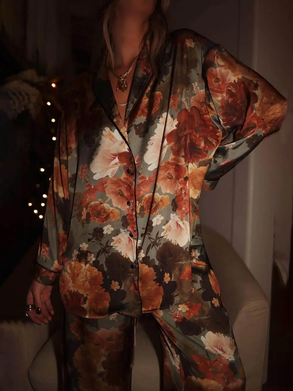 Modern Unique Print Button Down Oversized Blouse