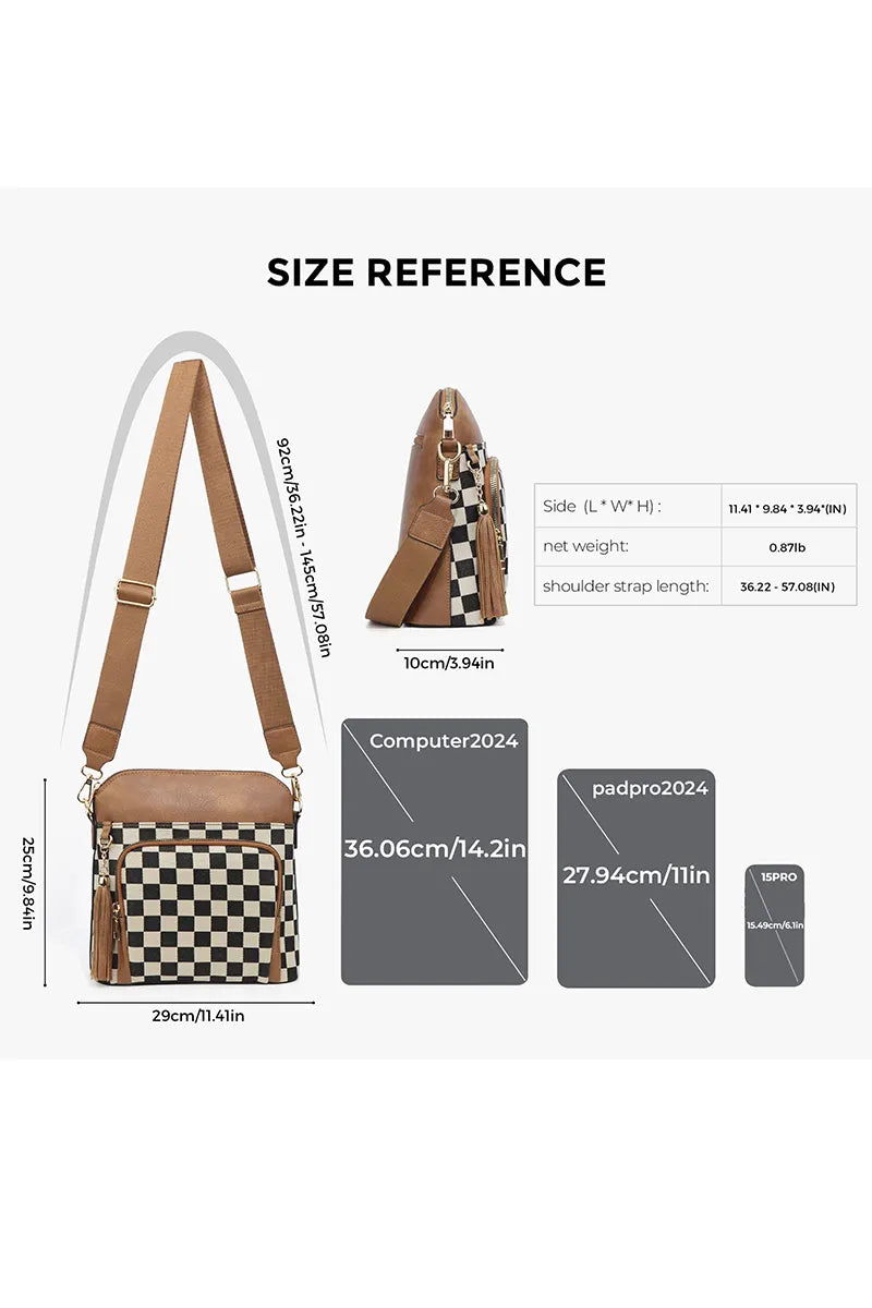 Women's Checkerboard Pattern Color Block Shoulder Bag