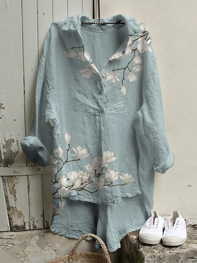 Vintage Floral Art Woven Casual Tunic