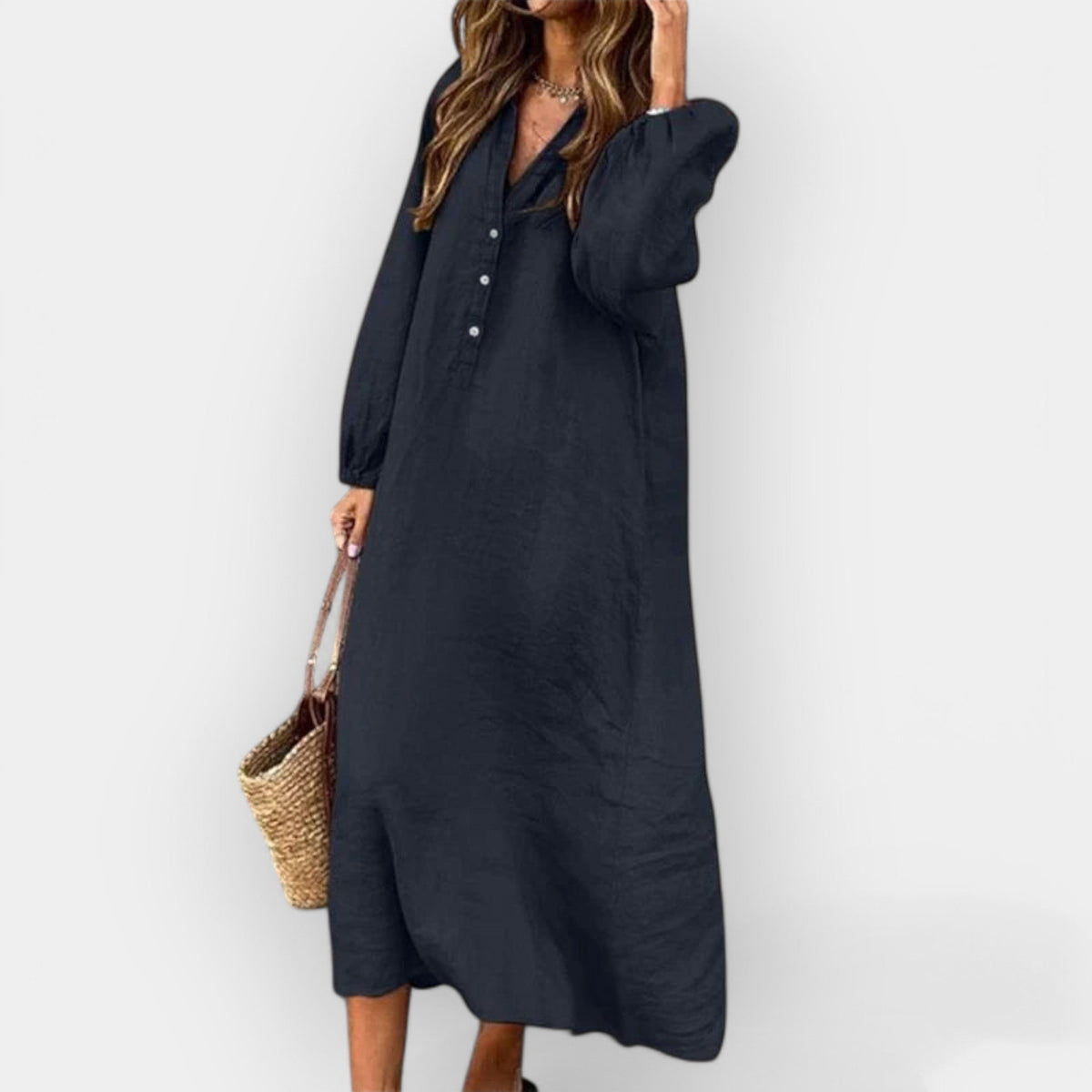 Elegant Linen Dress with Stylish Line