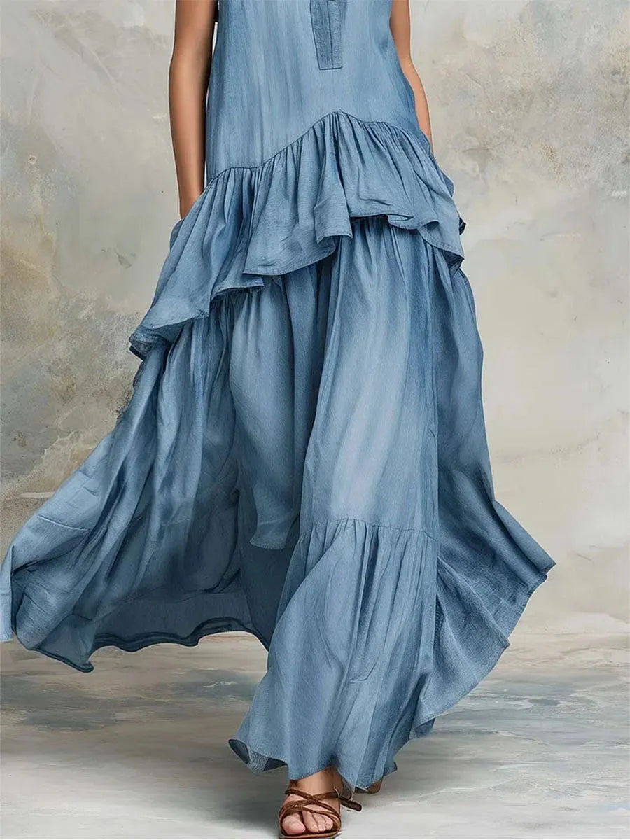 Women's Vintage Ruffled Maxi Dress
