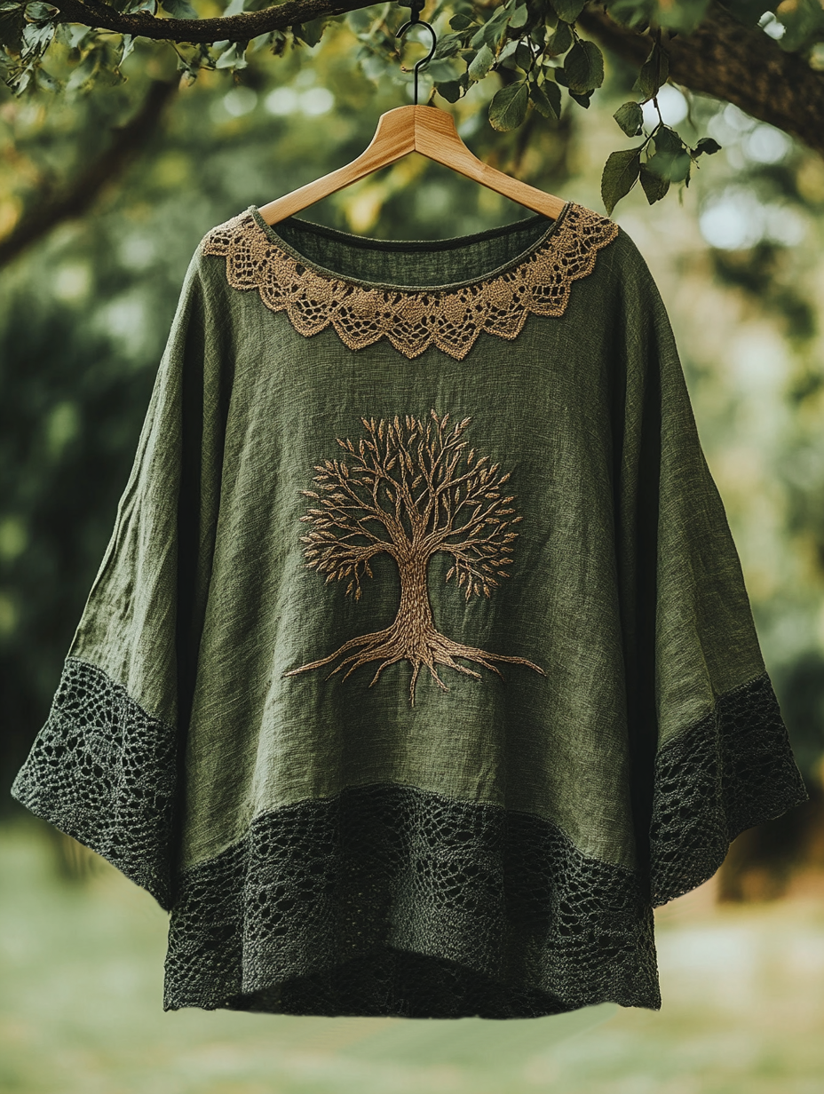 Women's Celtic Mythical Tree Of Life Lace Pattern T-shirt
