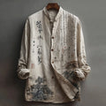 Japanese-style Calligraphy Art Linen Shirt