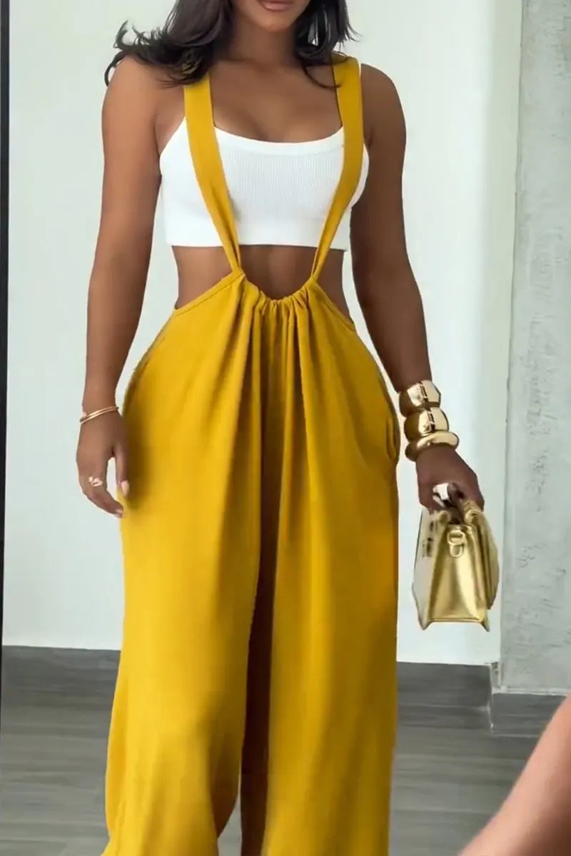 Women's Summer Daliy Casual Adjustable Strap Wide Leg Overalls
