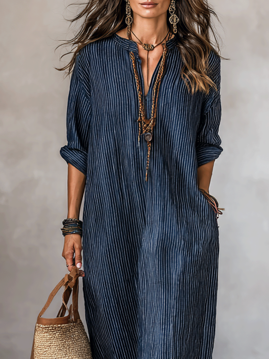 Nomadic Indigo Loose-Fit Maxi Dress