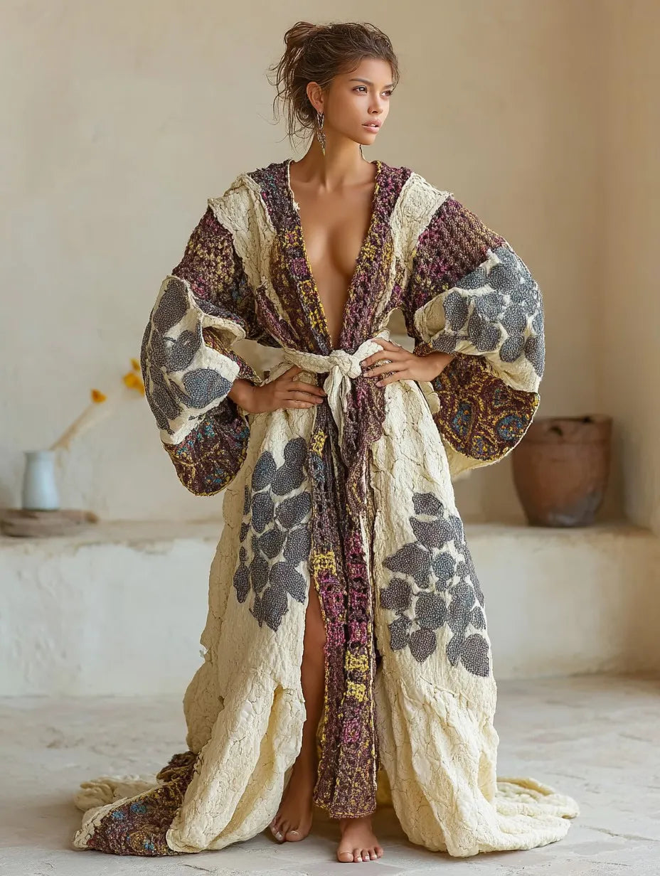 Women's Elegant Vintage Printed Robe