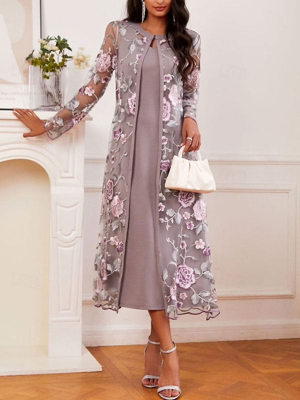 Lace Embroidery Ruffled Flowers Women's Gown
