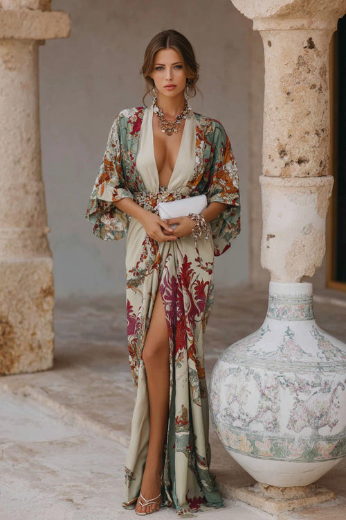 Women's Elegant Vintage Printed Robe