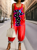 Women's Colorful Abstract Art Print Casual Jumpsuit