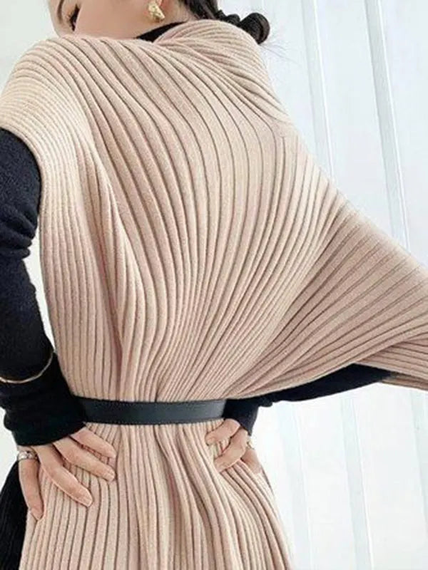 Loose Asymmetric Solid Color Split-Joint High Neck Sweater Tops